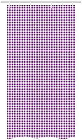 Lunarable Gingham Stall Shower Curtain with Hooks Purple White
