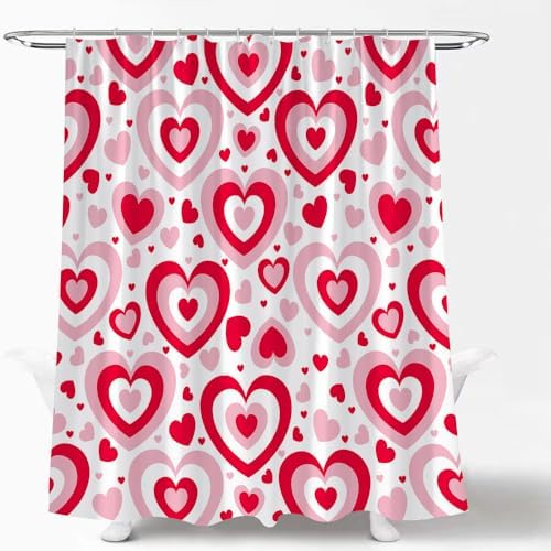 Valentines Day Pink Heart Shower Curtain