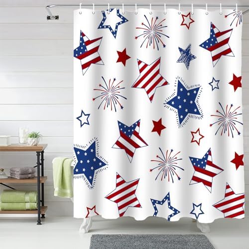 ALAGEO 4th of July USA Flag Shower Curtain