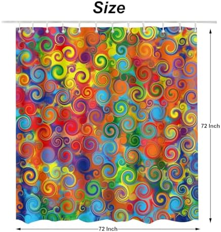 Rainbow shower curtain 72x72 inches 12 hooks perfect bathmat