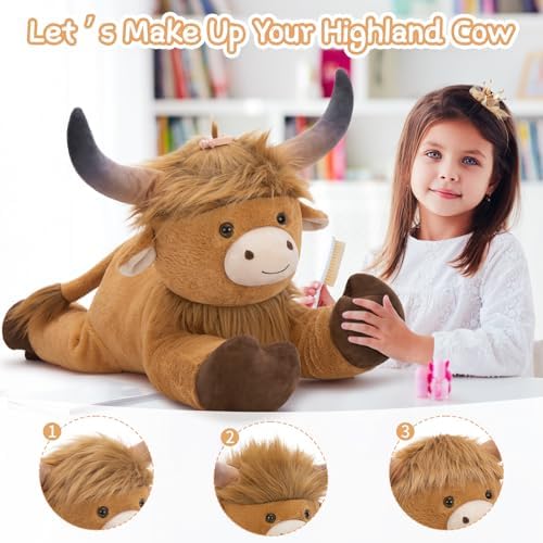 MaoGoLan 32-inch Big Highland Cow Plush Pillow
