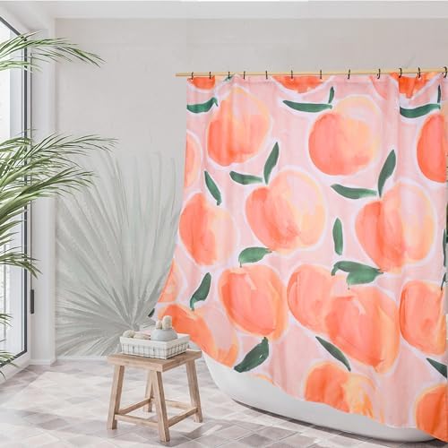 Elegant Peach Shower Curtain Set 72 x 72 Water Repellent 100 Recycled polyester