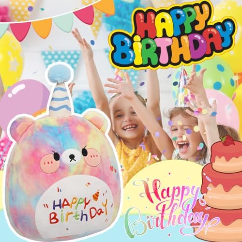 ARELUX 18in Cute Color Bear Plush Pillow