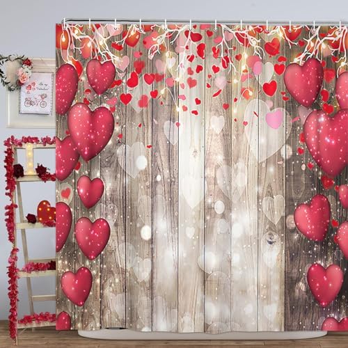 NYMB Valentine Rustic Heart Bashroom Shower Curtain
