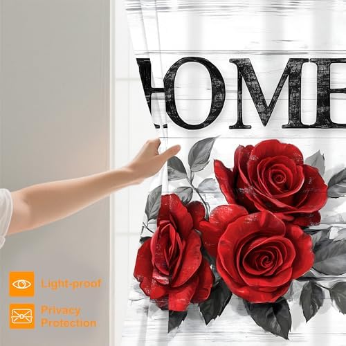 Stylish Retro Red Rose Washable Shower Curtain