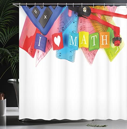 Ambesonne Mathematics Calculator Shower Curtain 12-Hook Design 69W x 70L