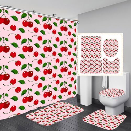 4-Piece Pink Cherry Bathroom Set