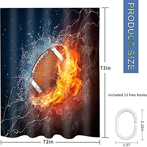 Abaysto Sports Rugby Football Splashing Lightning Shower Curtain