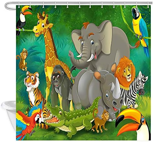 NYMB Safari Animal Kids Bath Curtain