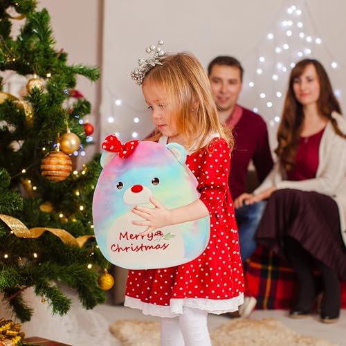 Easfan 12 Christmas Rainbow Bear Plush Pillow