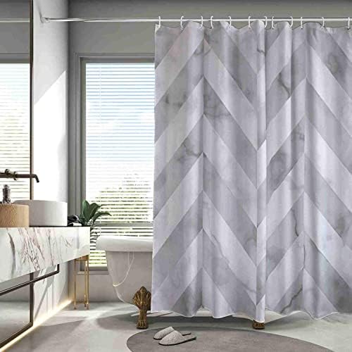 Modern Waterproof Herringbone Shower Curtain Set