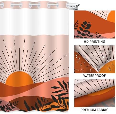 No Hook Boho Shower Curtain
