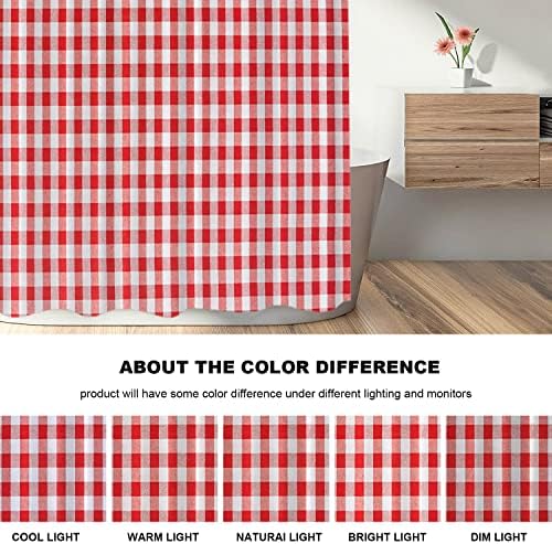 BaoNews Red White Checkered Shower Curtain Set
