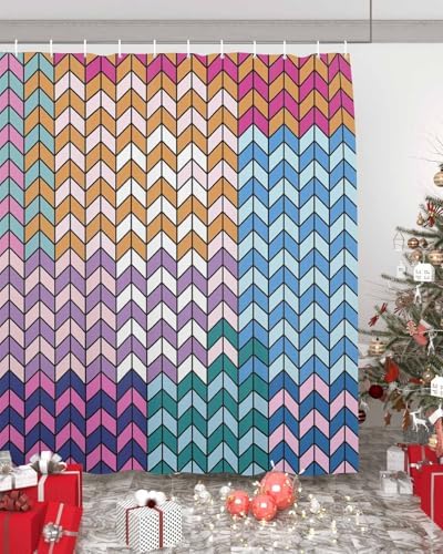 Moroccan geometric shower curtain set with 12 hooks waterproof bath curtain design
