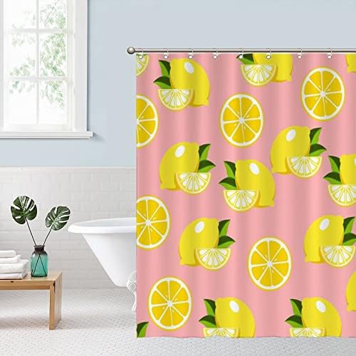 Natural Bath Curtains 59 x 71 Lemon Fruit Abstract