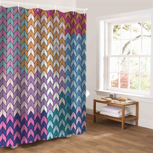 Moroccan geometric shower curtain set with 12 hooks waterproof bath curtain design