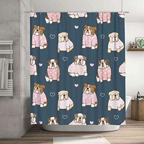 French Bulldog Shower Curtain 72x72 inches Deep Blue