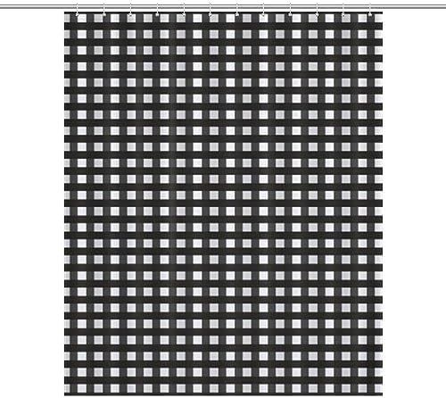 Nosarte Black Gingham Shower Curtain Set with 12 Hooks