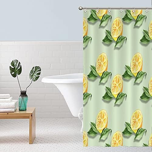 Abstract Lemon Fruit Shower Curtain Liner Set with Hooks