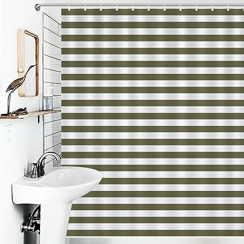 Modern Olive Green Washable Shower Curtain Set