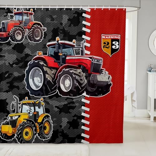 Castle Fairy Cartoon Tractor Shower Curtain 72x72 with 12 Hooks