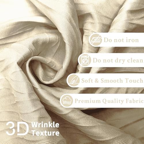 Crumpled Cream Shower Curtain with Snap-in Liner
