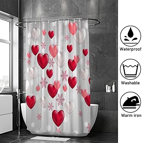 Hapuxt Heart Red Romantic Waterproof Shower Curtain