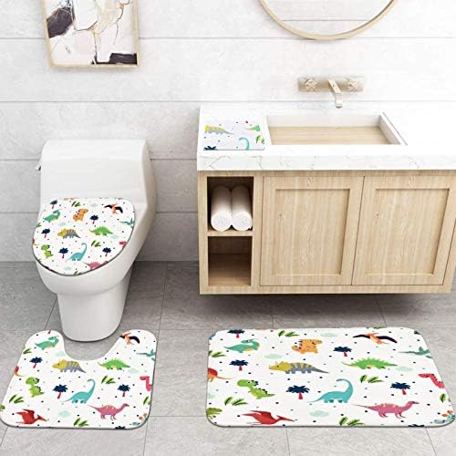 Ikfashoni 7 Piece Cartoon Dinosaur Bath Set with Rug and Towels