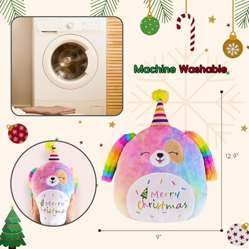 Magic 12 Plush Pillow for Dogs Christmaspackage with Merry Christmas Design