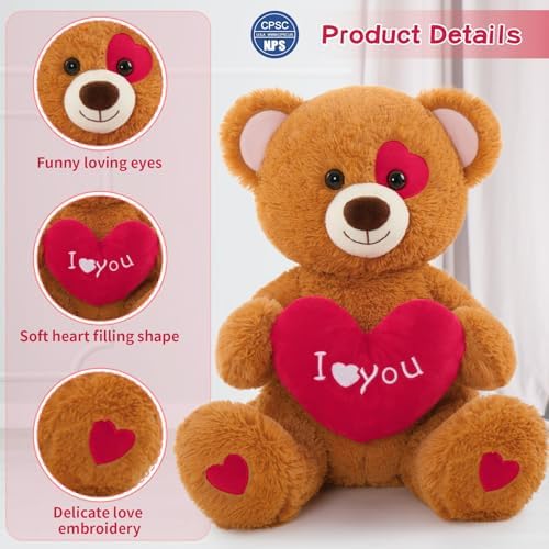 MaoGoLan Teddy Bear Plush 20 Red Heart Symbol for Love