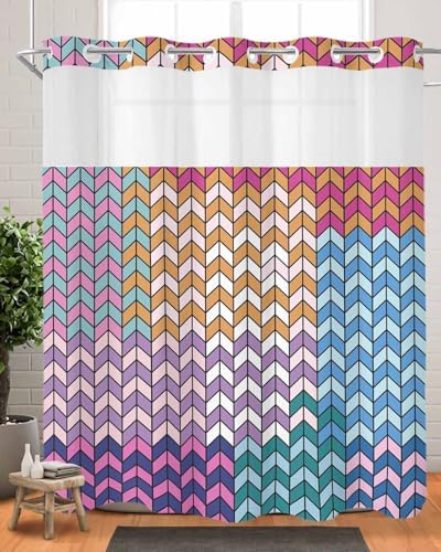 Anzona No Hook Shower Curtains - Soft Durable Waterproof and Stylish