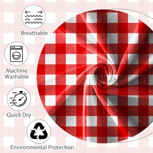 Renaiss 60x72 Inch Red Plaid Geometric Check Shower Curtain