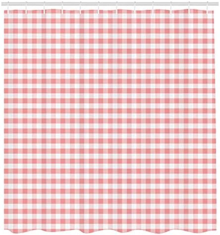 Ambesonne Checkered Shower Curtain Pastel Pink 69x70