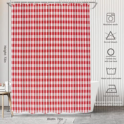 BaoNews Red White Checkered Shower Curtain Set