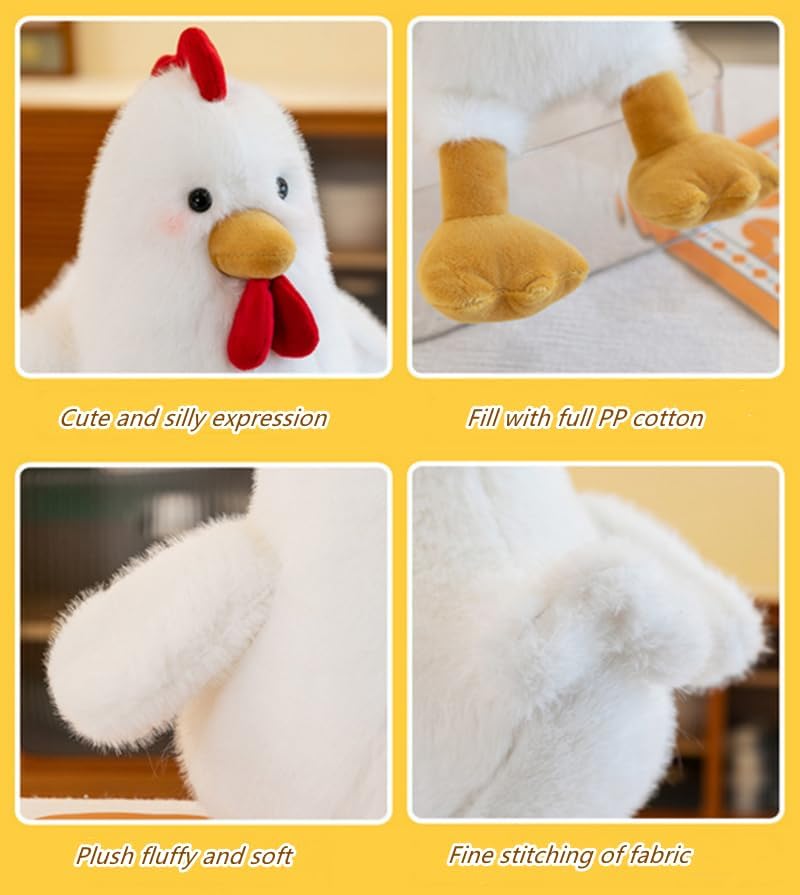 JOSON Cuddling Companions Adorable Chicken Plush Pillow for Kids White