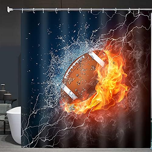 Abaysto Sports Rugby Football Splashing Lightning Shower Curtain