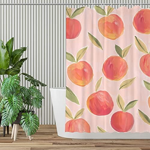 KOMIKU Pink Peach Fruit Shower Curtain Delight Your Bathroom