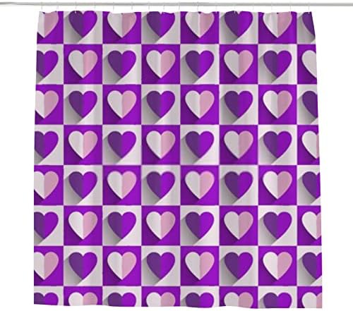 Hapuxt Valentines Day Heart Purple Shower Curtains Durable Waterproof Machine Washable