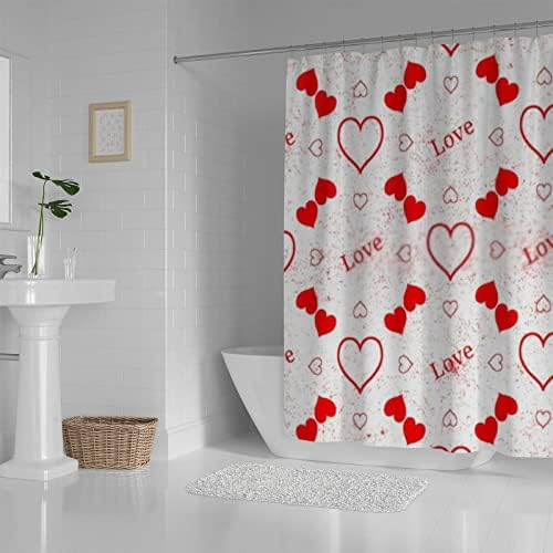 Sturdy Red Heart Design Bathroom Shower Curtain
