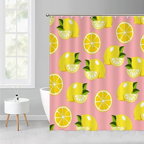 Natural Bath Curtains 59 x 71 Lemon Fruit Abstract
