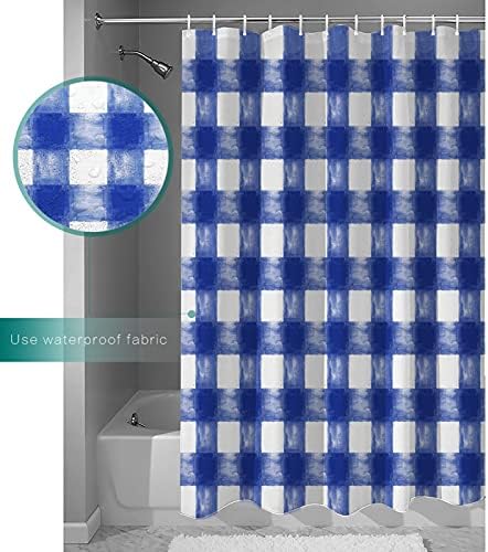 Savannan Watercolor Check Shower Curtain Set