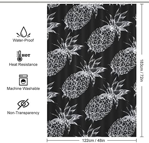 Summer Cool Pineapple Shower Curtain with 12 Hooks 1