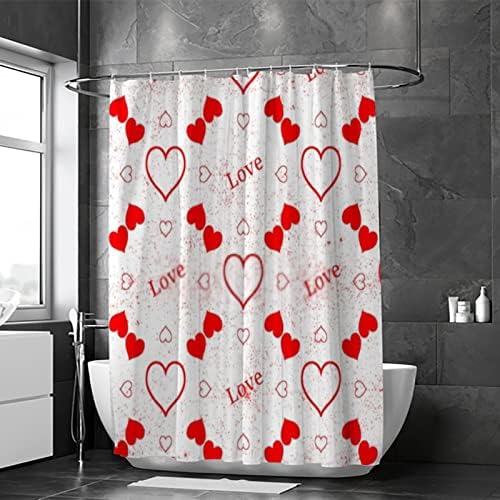 Sturdy Red Heart Design Bathroom Shower Curtain