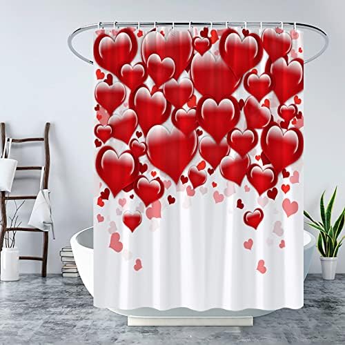 Exquisite Heart-shaped Red Shower Curtain for Valentines Day
