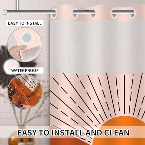 No Hook Boho Shower Curtain