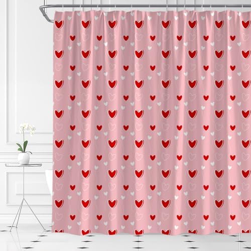 Cute Heart Valentines shower curtain set 70x70 inches 180x180cm