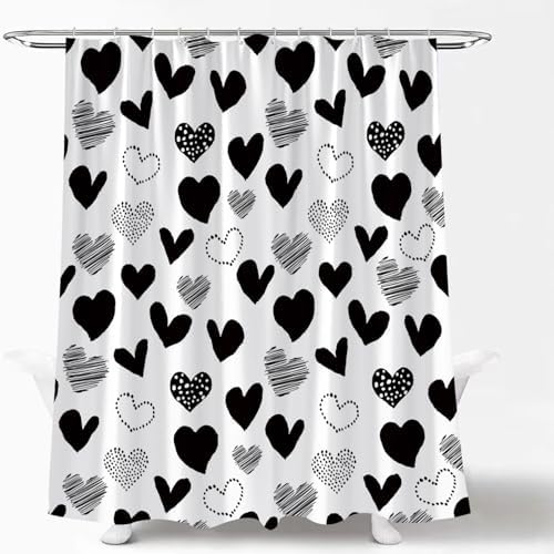 Valentines Heart Bath Shower Curtain