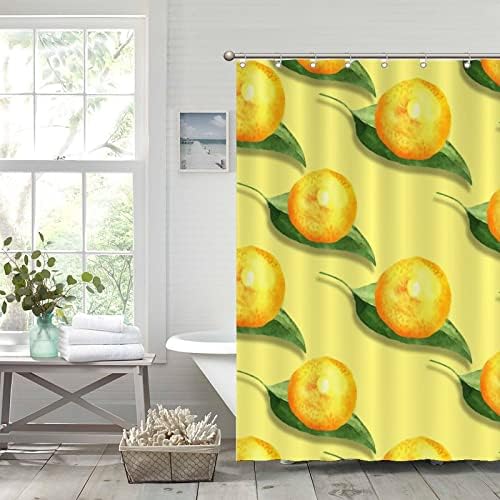 Fruit Pattern 65x71 Lemon shower curtain liner waterproof polyester with hook closure