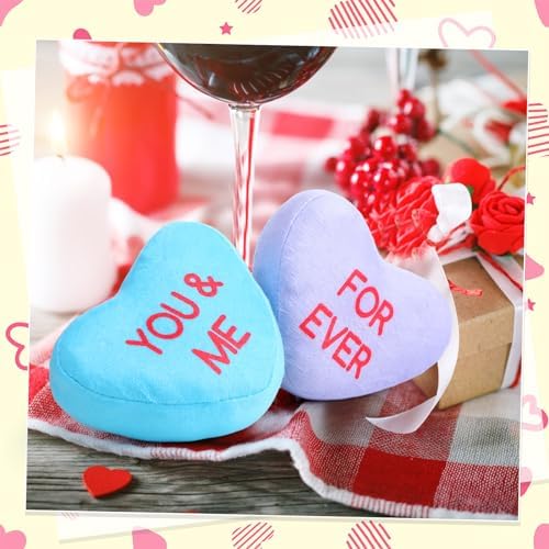 PullCrease 48 Pcs Conversation Heart Plush Pillow for Valentines Day
