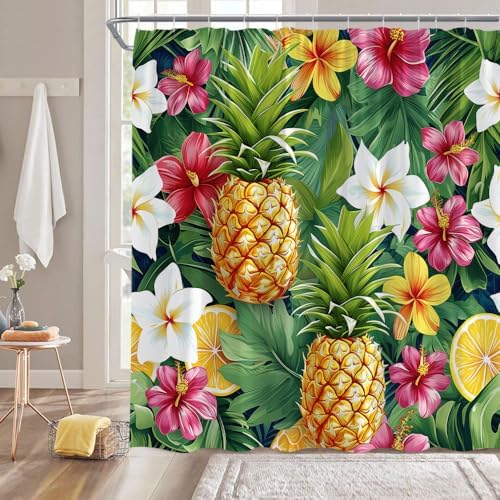 Ergonomic Pineapple Shower Curtain Exquisite tropical Design